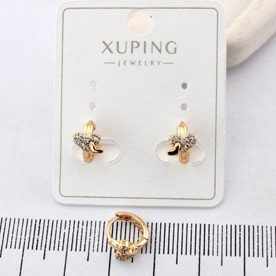 Сережки Xuping сердечки из медицинского золота позолота 18К (00252) 00252 фото
