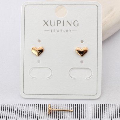 Сережки Xuping цвяшки (пусети) сердечки з медичного золота позолота 18К (04054) 04054 фото