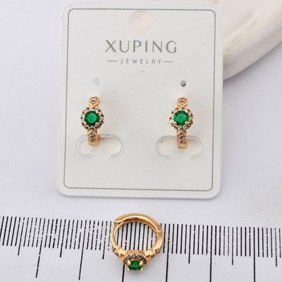 Сережки Xuping зелений камінь з медичного золота позолота 18К (03756) 03756 фото