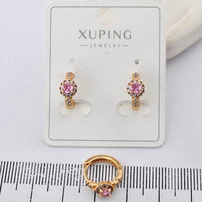 Сережки Xuping рожевий камінь з медичного золота позолота 18К (03757) 03757 фото