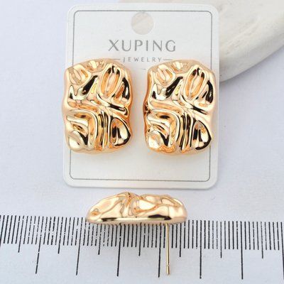 Сережки Xuping цвяшки (пусети) з медичного золота позолота 18К (03708) 03708 фото