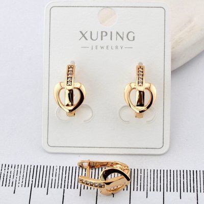 Сережки Xuping сердечки з медичного золота позолота 18К (04106) 04106 фото