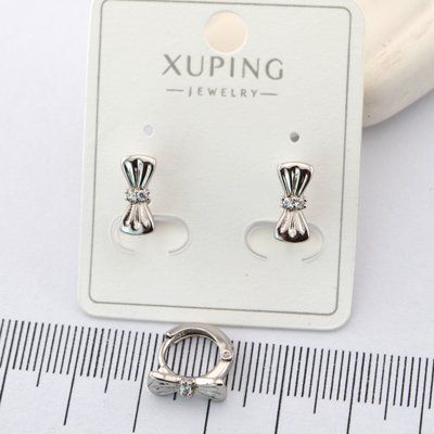 Сережки Xuping бантики з медичного золота родій 01236 фото
