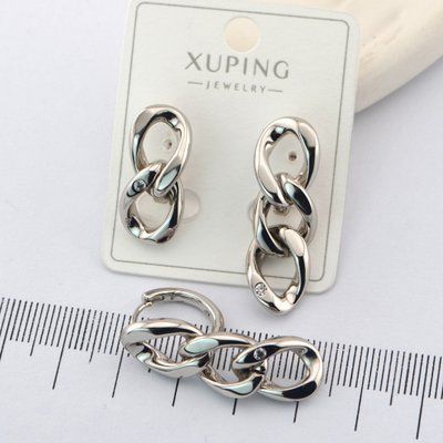Сережки Xuping ланцюжок з медичного золота родій (01499) 01499 фото
