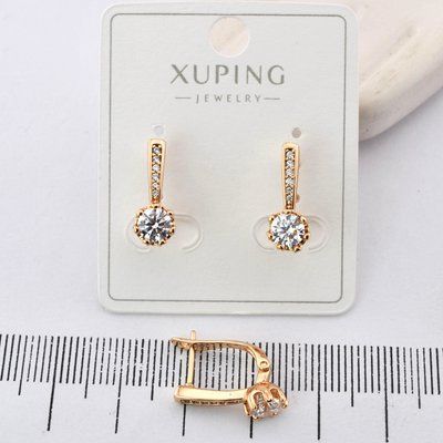 Сережки Xuping з білим каменем з медичного золота позолота 18К (03564) 03564 фото