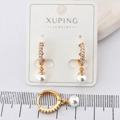 Сережки Xuping с жемчужиной из медицинского золота позолота 18К (04107) 04107 фото