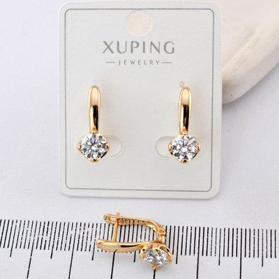 Сережки Xuping з білим каменем з медичного золота позолота 18К (03810) 03810 фото