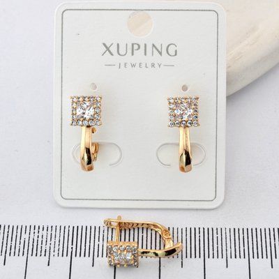 Сережки Xuping з білим каменем з медичного золота позолота 18К (03974) 03974 фото
