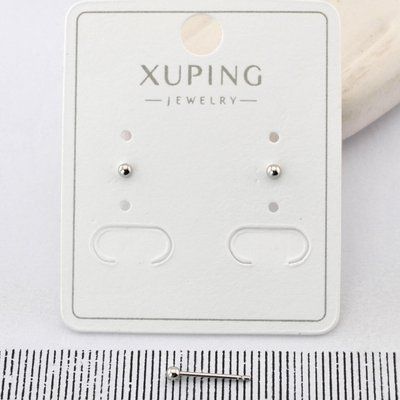 Сережки Xuping цвяшки (пусети) 2 мм з медичного золота родій (04061) 04061 фото