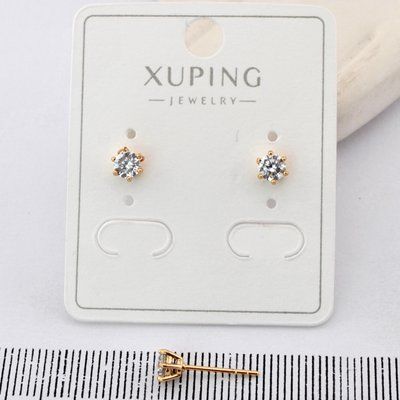 Сережки Xuping цвяшки (пусети) 4 мм з медичного золота позолота 18К (03420) 03420 фото