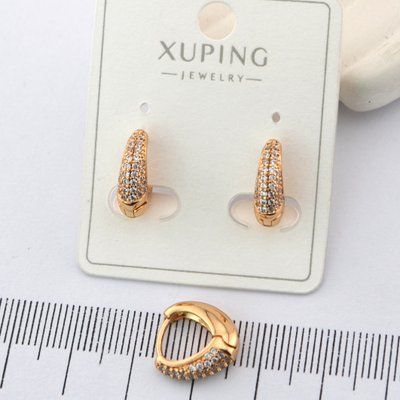 Сережки Xuping з білими камінцями з медичного золота позолота 18К (01552) 01552 фото