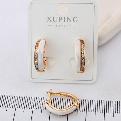 Сережки Xuping з керамікою з медичного золота позолота 18К (03812) 03812 фото