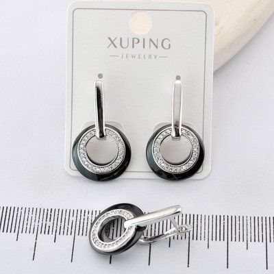 Сережки Xuping з керамікою з медичного золота родій (03582) 03582 фото