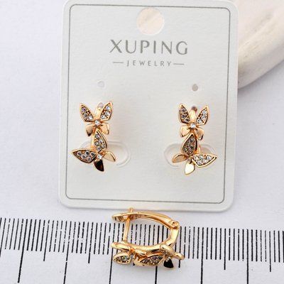 Сережки Xuping метелики з медичного золота позолота 18К (03568) 03568 фото