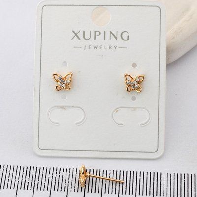 Сережки Xuping цвяшки (пусети) метелики з медичного золота позолота 18К (03763) 03763 фото