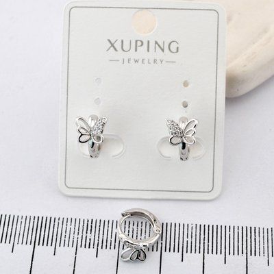 Сережки Xuping метелики з медичного золота родій (03569) 03569 фото