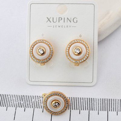 Сережки Xuping з керамікою з медичного золота позолота 18К (03814) 03814 фото