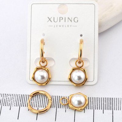 Сережки Xuping с жемчужиной из медицинского золота позолота 18К (04112) 04112 фото