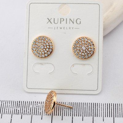 Сережки Xuping цвяшки (пусети) 12 мм з медичного золота позолота 18К (03765) 03765 фото
