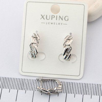 Сережки Xuping молнія з медичного золота родій (01456) 01456 фото