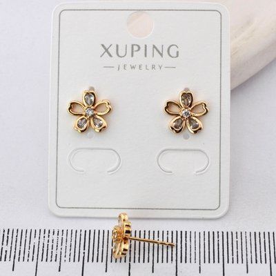 Сережки Xuping гвоздики (пусеты) цветок из медицинского золота позолота 18К (04064) 04064 фото