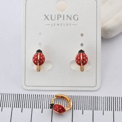 Сережки Xuping божьи коровки из медицинского золота позолота 18К (00303) 00303 фото