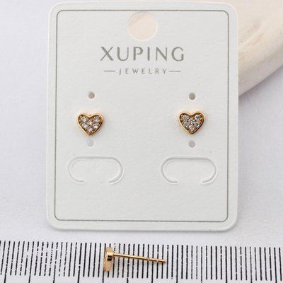 Сережки Xuping гвоздики (пусеты) сердечки из медицинского золота позолота 18К (04065) 04065 фото