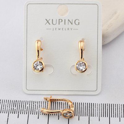 Сережки Xuping з білим каменем з медичного золота позолота 18К (03522) 03522 фото