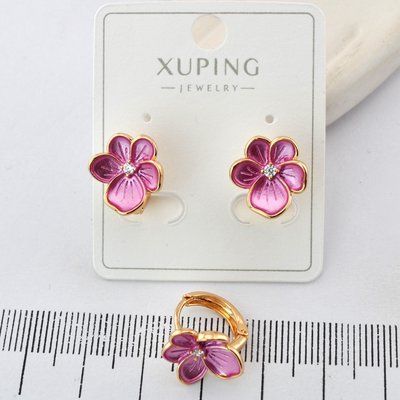 Сережки Xuping цветок из медицинского золота позолота 18К (03818) 03818 фото