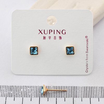 Сережки Xuping цвяшки (пусети) з блакитним каменем з медичного золота позолота 18К (03884) 03884 фото