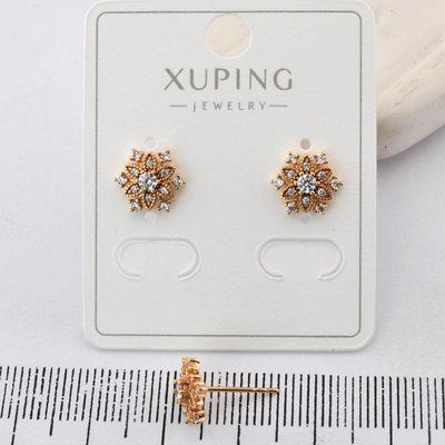Сережки Xuping гвоздики (пусеты) из медицинского золота позолота 18К (04066) 04066 фото