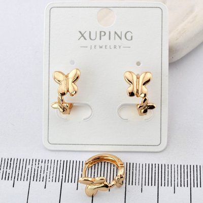 Сережки Xuping бабочки из медицинского золота позолота 18К (03819) 03819 фото