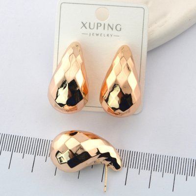 Сережки Xuping цвяшки (пусети) краплі з медичного золота позолота 18К (01559) 01559 фото