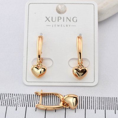 Сережки Xuping сердечки з медичного золота позолота 18К (03984) 03984 фото