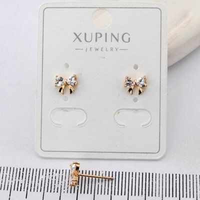 Сережки Xuping цвяшки (пусети) бантик з медичного золота позолота 18К (03886) 03886 фото