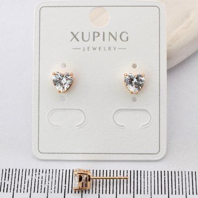 Сережки Xuping гвоздики (пусеты) сердечки из медицинского золота позолота 18К (04068) 04068 фото