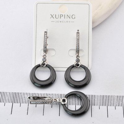Сережки Xuping з керамікою з медичного золота родій (03575) 03575 фото