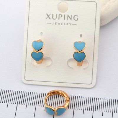 Сережки Xuping сердечки блакитні з медичного золота позолота 18К (01461) 01461 фото