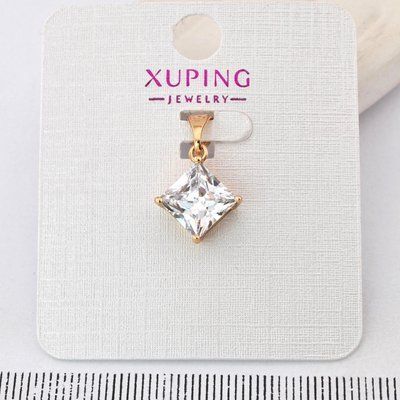 Кулон Xuping ромб білий камінь з медичного золота позолота 18К (04165) 04165 фото