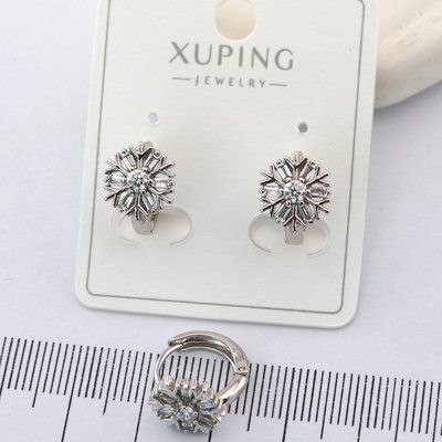 Сережки Xuping сніжинки з медичного золота родій (01412) 01412 фото