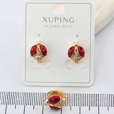 Сережки Xuping божьи коровки из медицинского золота позолота 18К (03822) 03822 фото