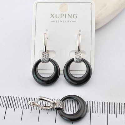 Сережки Xuping з керамікою з медичного золота родій (03577) 03577 фото