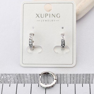 Сережки Xuping кольца 1.2 см из медицинского золота родий (03828) 03828 фото