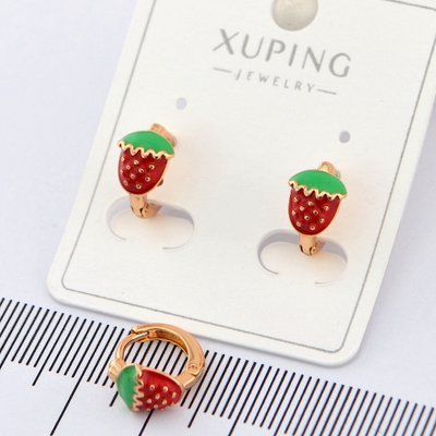 Сережки Xuping клубнички из медицинского золота позолота 18К (00600) 00600 фото