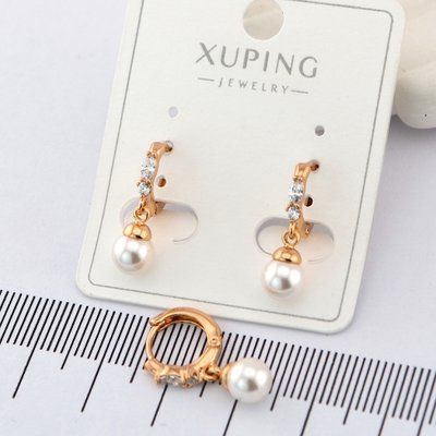Сережки Xuping с жемчужиной 6 мм из медицинского золота позолота 18К 00788 фото