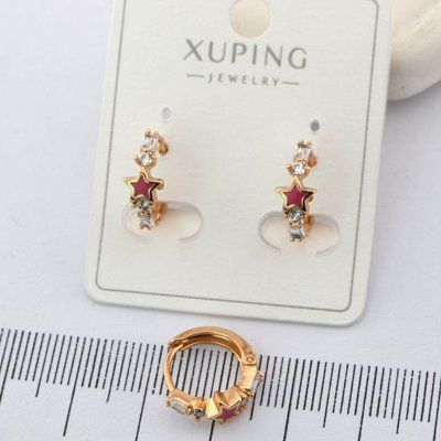 Сережки Xuping зірочки рожеві з медичного золота позолота 18К (01469) 01469 фото