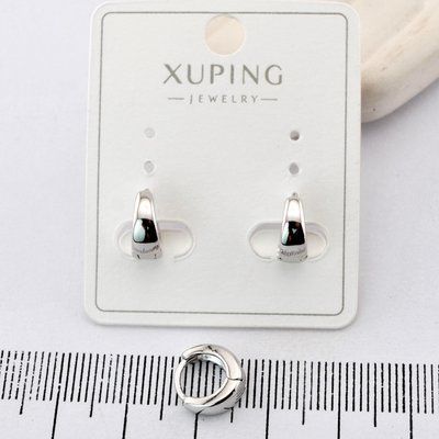 Сережки Xuping кольца 1 см из медицинского золота родий (03830) 03830 фото