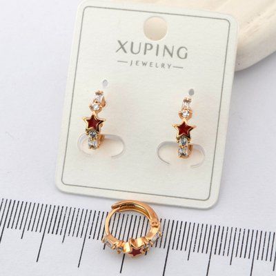 Сережки Xuping зірочки червоні з медичного золота позолота 18К (01470) 01470 фото