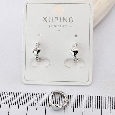 Сережки Xuping сердечки з медичного золота родій (03731) 03731 фото