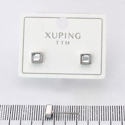 Сережки Xuping TTM цвяшки (пусети) з медичного золота родій (03897) 03897 фото